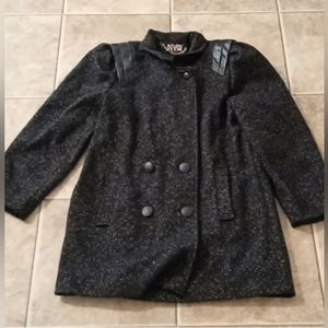 Vintage New York Girl Coat with leather on shoulders made in the USA  size 14